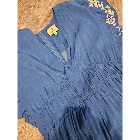 Tuckernuck Cerulean Sutton Flutter Sleeve Maxi Dress womens xxl blue embroidered - Picture 3 of 7